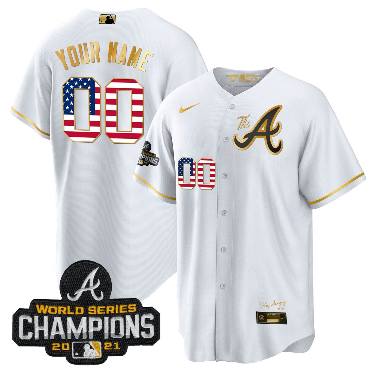 Camisa MLB Atlanta The A Dourada Flag Jersey