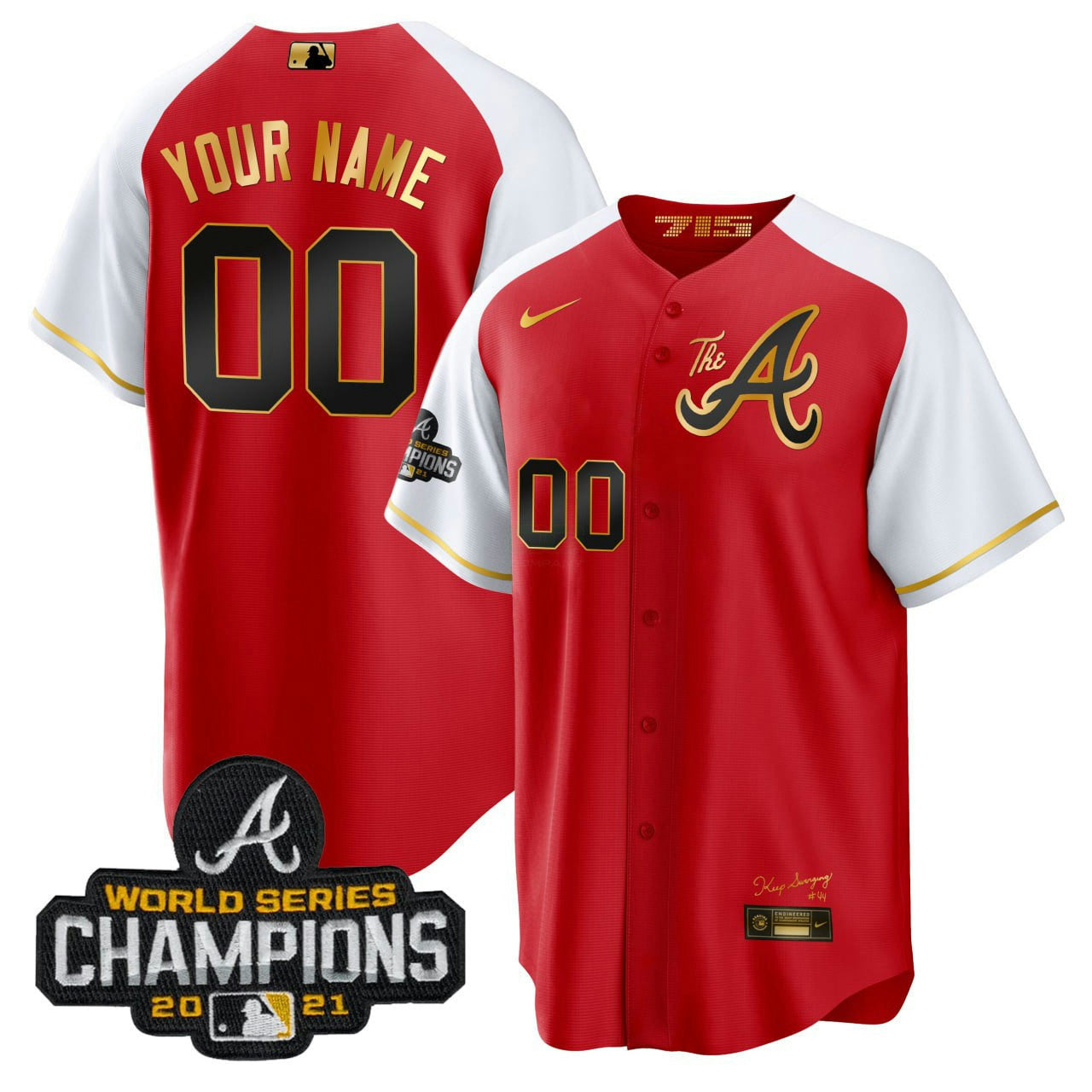 Camisa MLB Atlanta Vermelha Branca Alternativa Jersey - Vermelha Branca