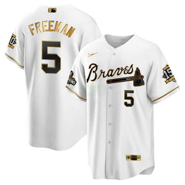 Camisa MLB Atlanta World Series Champion Branca Dourada Cool Base Jersey 2021 – Stitched