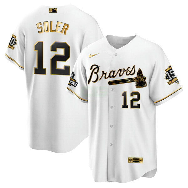 Camisa MLB Atlanta World Series Champion Branca Dourada Cool Base Jersey 2021 – Stitched