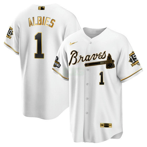 Camisa MLB Atlanta World Series Champion Branca Dourada Cool Base Jersey 2021 – Stitched