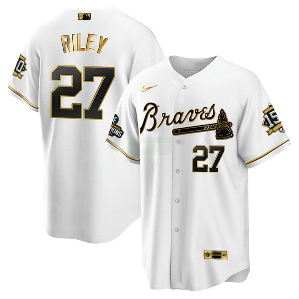 Camisa MLB Atlanta World Series Champion Branca Dourada Cool Base Jersey 2021 – Stitched