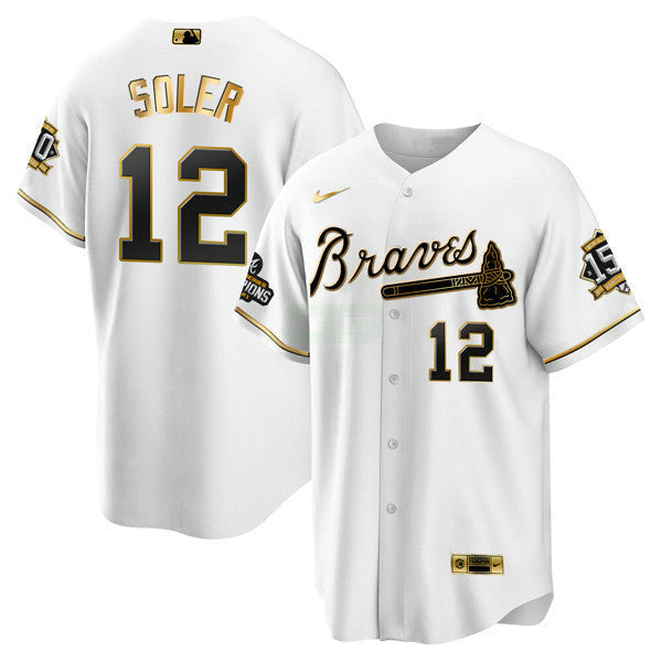 Camisa MLB Atlanta World Series Champion Branca Dourada Flex Base Jersey 2021 – Stitched