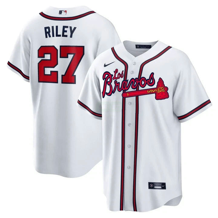 Camisa MLB Austin Riley Atlanta Los Bravos White Jersey