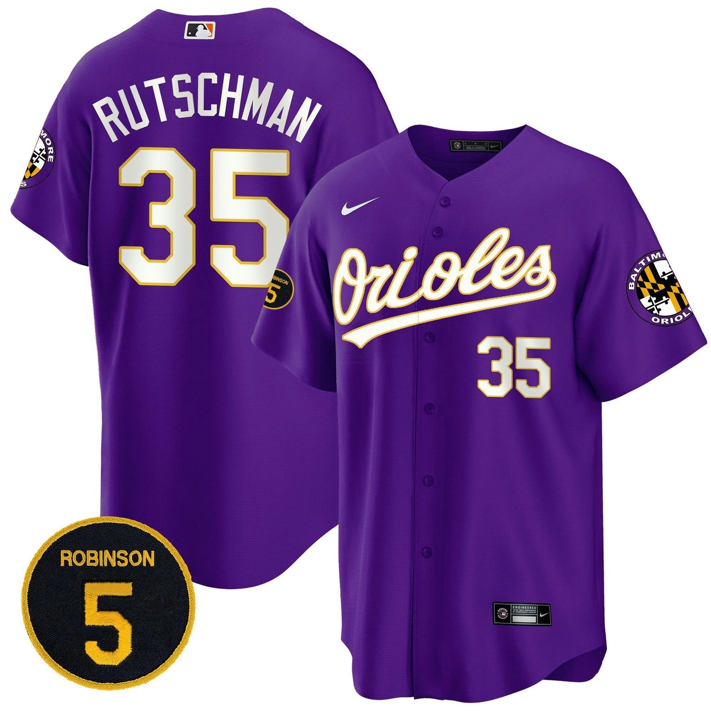 Camisa MLB Baltimore Purple Robinson Patch Cool Base Jersey
