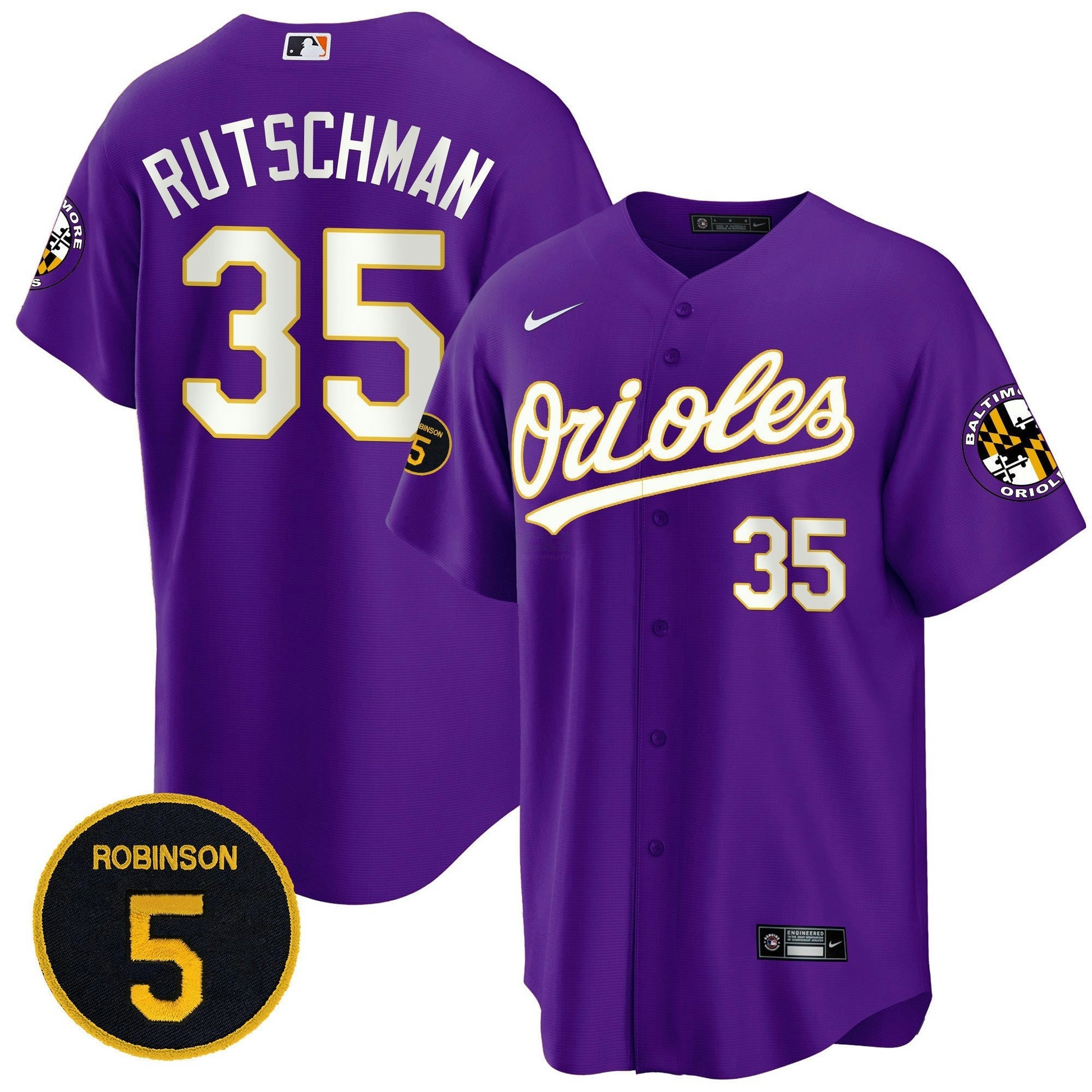 Camisa MLB Baltimore Purple Robinson Patch Cool Base Jersey