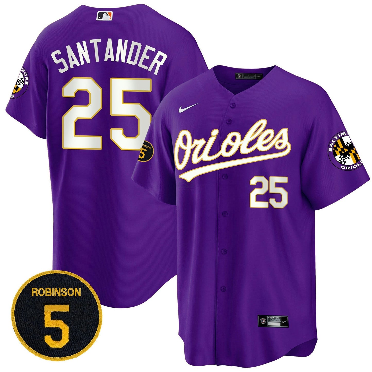 Camisa MLB Baltimore Purple Robinson Patch Cool Base Jersey