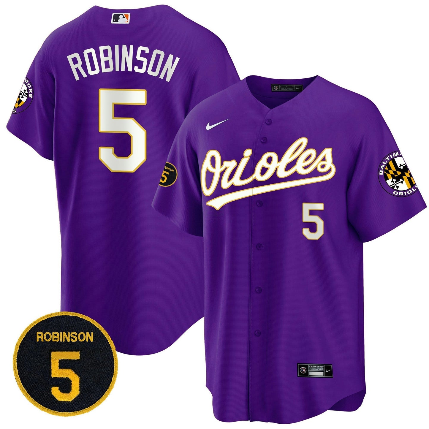 Camisa MLB Baltimore Purple Robinson Patch Cool Base Jersey