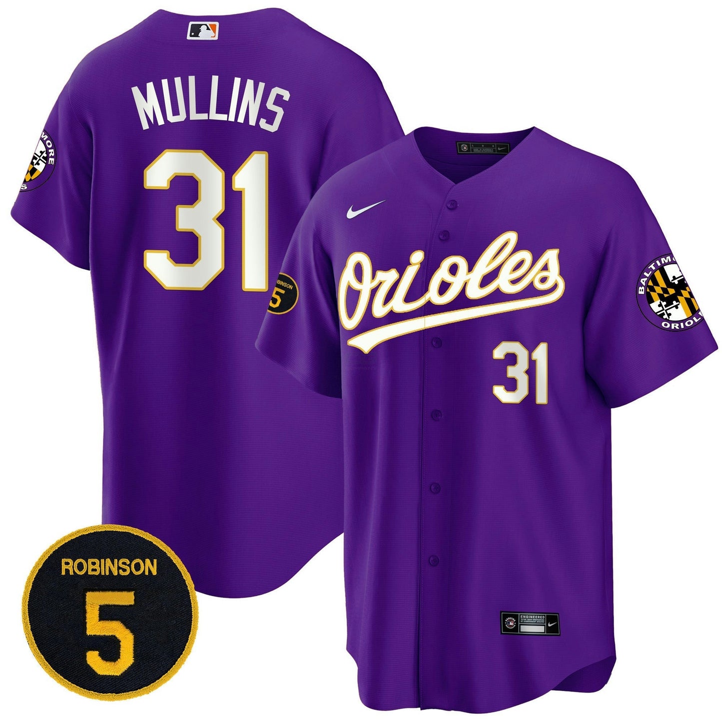 Camisa MLB Baltimore Purple Robinson Patch Cool Base Jersey