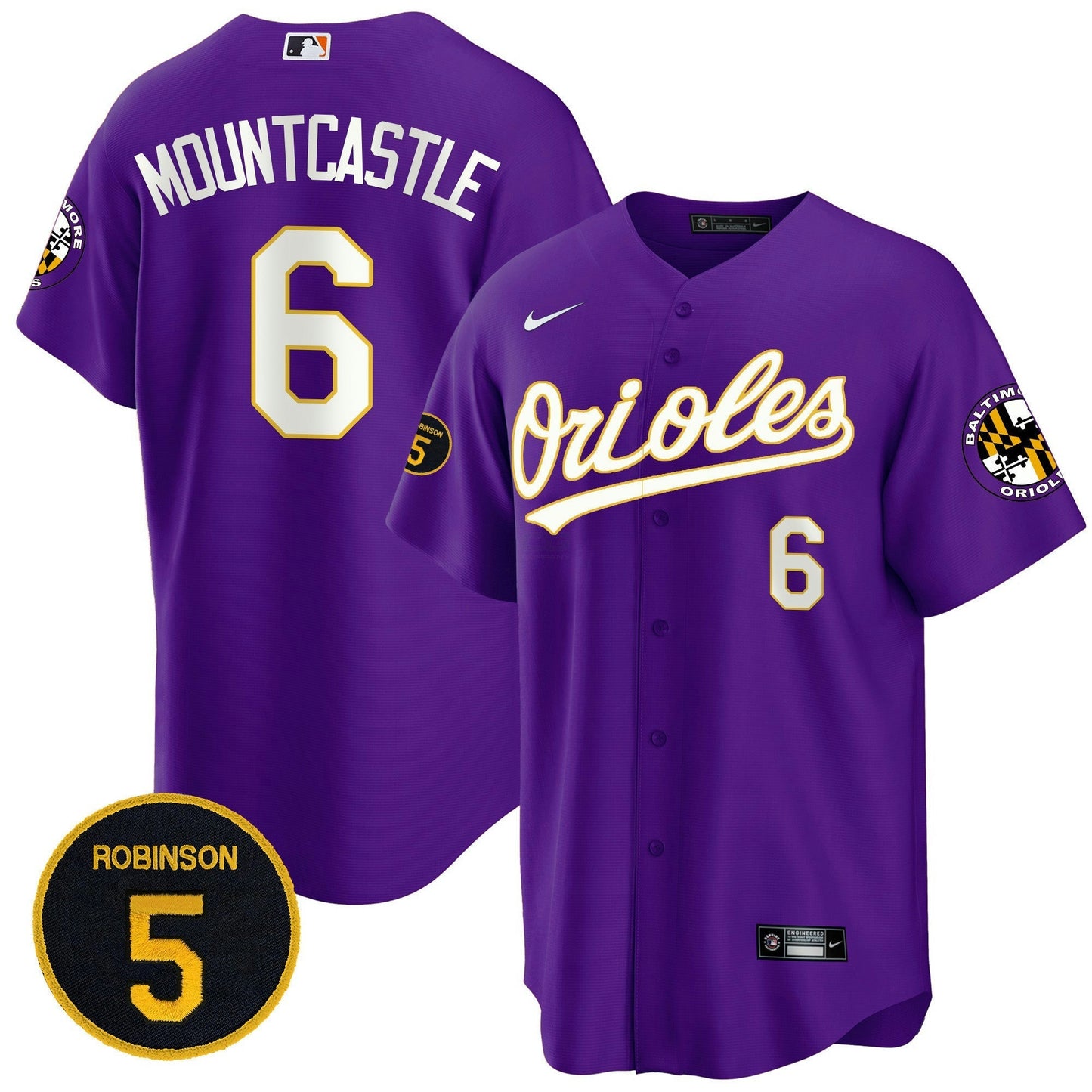 Camisa MLB Baltimore Purple Robinson Patch Cool Base Jersey
