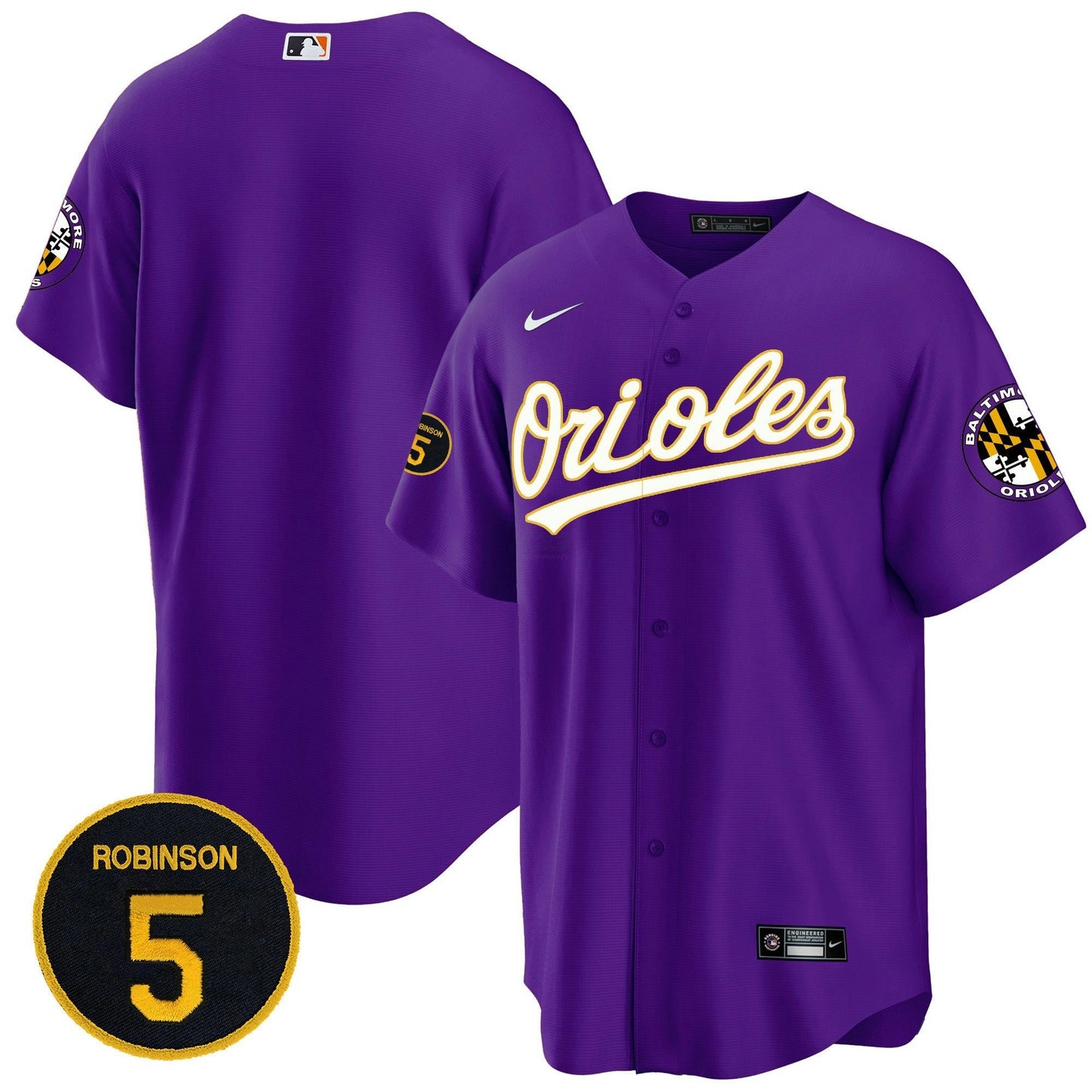 Camisa MLB Baltimore Purple Robinson Patch Cool Base Jersey