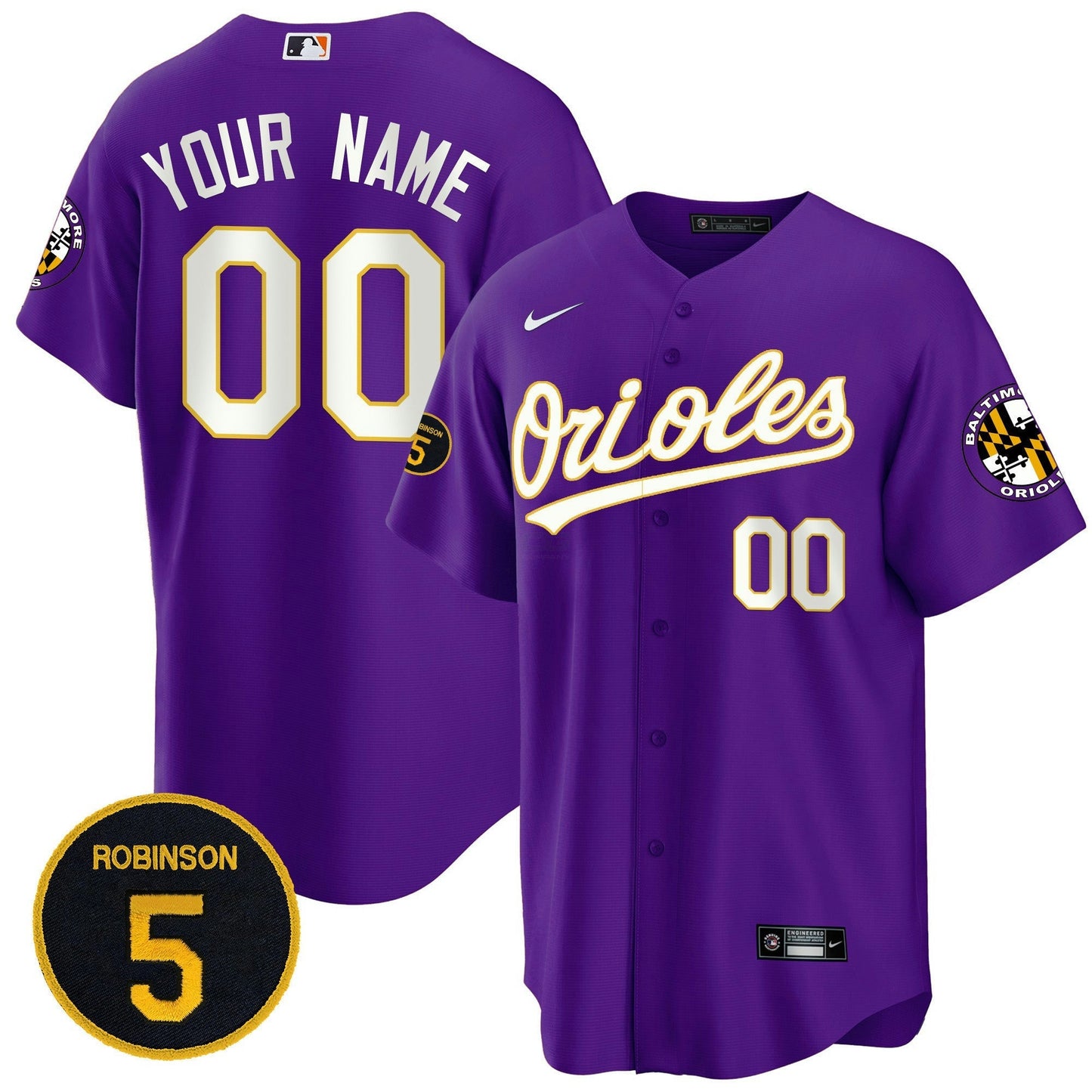 Camisa MLB Baltimore Robinson Patch Cool Base Jersey