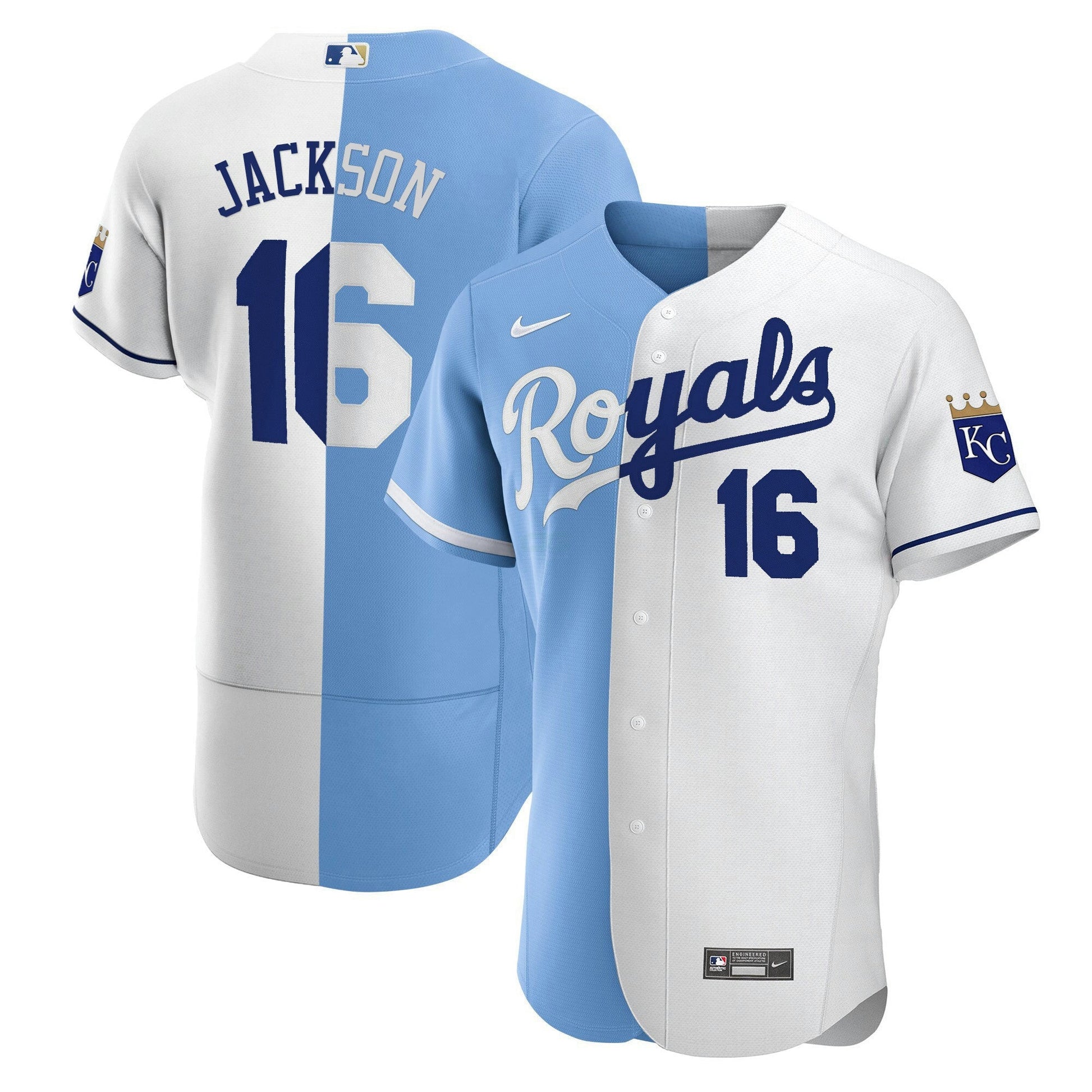 Camisa MLB Bo Jackson Kansas City Royals Split Light Azul Branca Jersey - Split