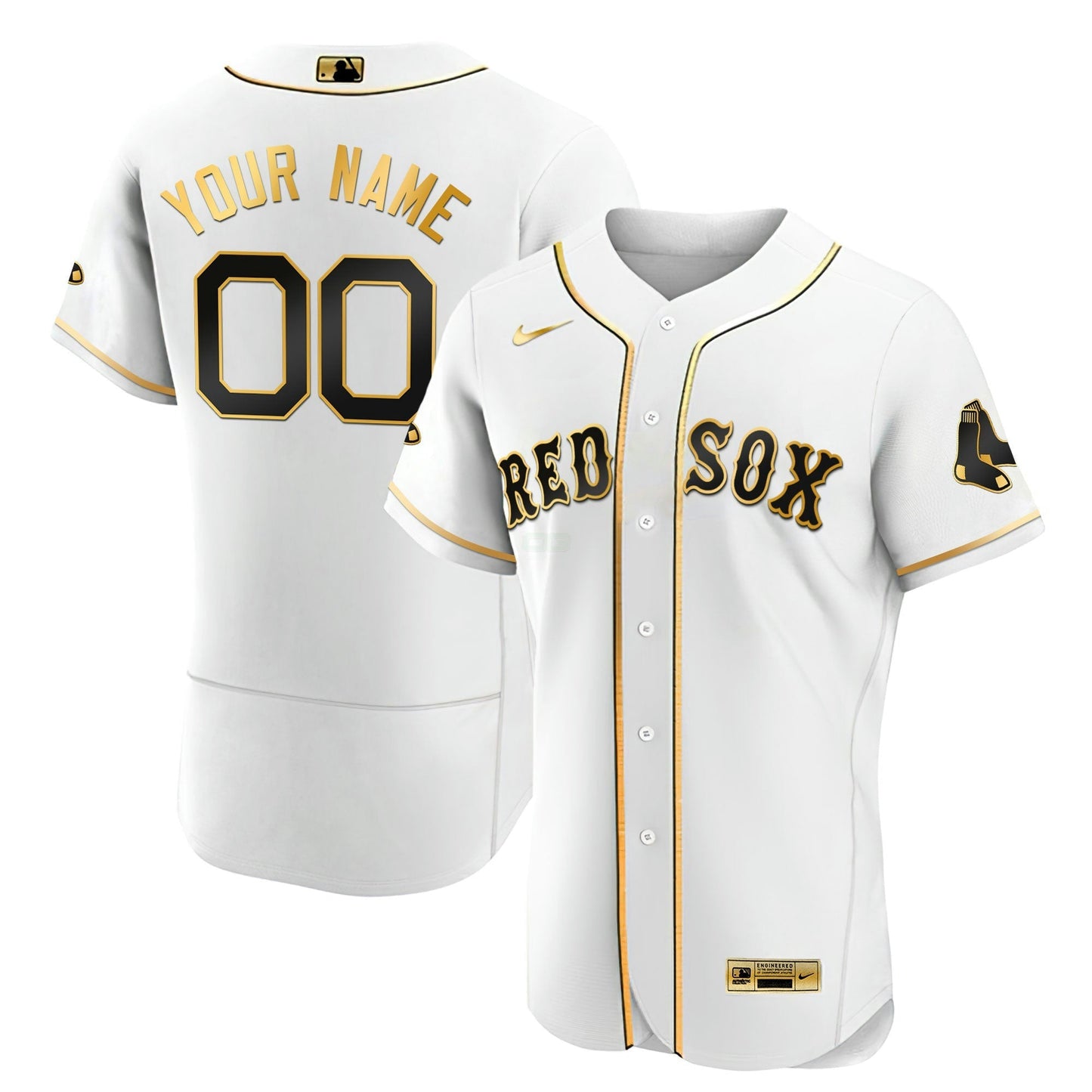 Camisa MLB Boston Preta Dourada & Branca Dourada Jersey