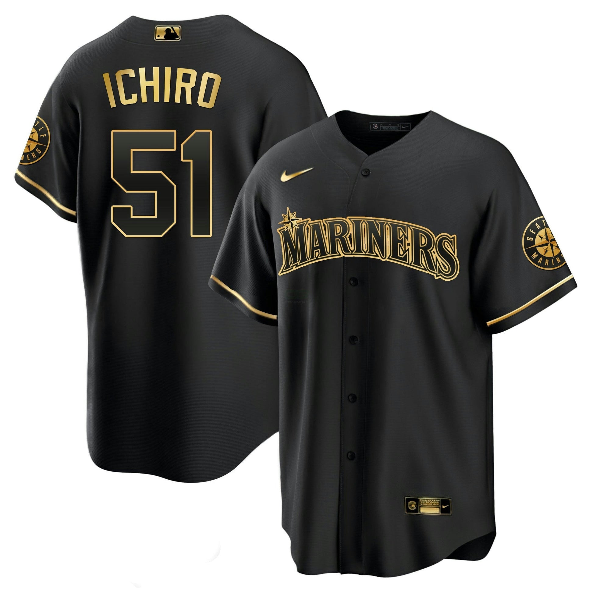 Camisa MLB Seattle Mariners Branca Dourada & Preta Dourada Jersey