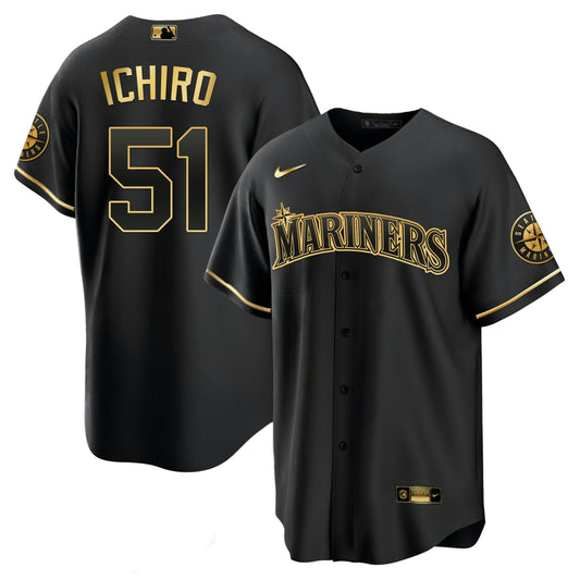 Camisa MLB Seattle Mariners Branca Dourada & Preta Dourada Jersey