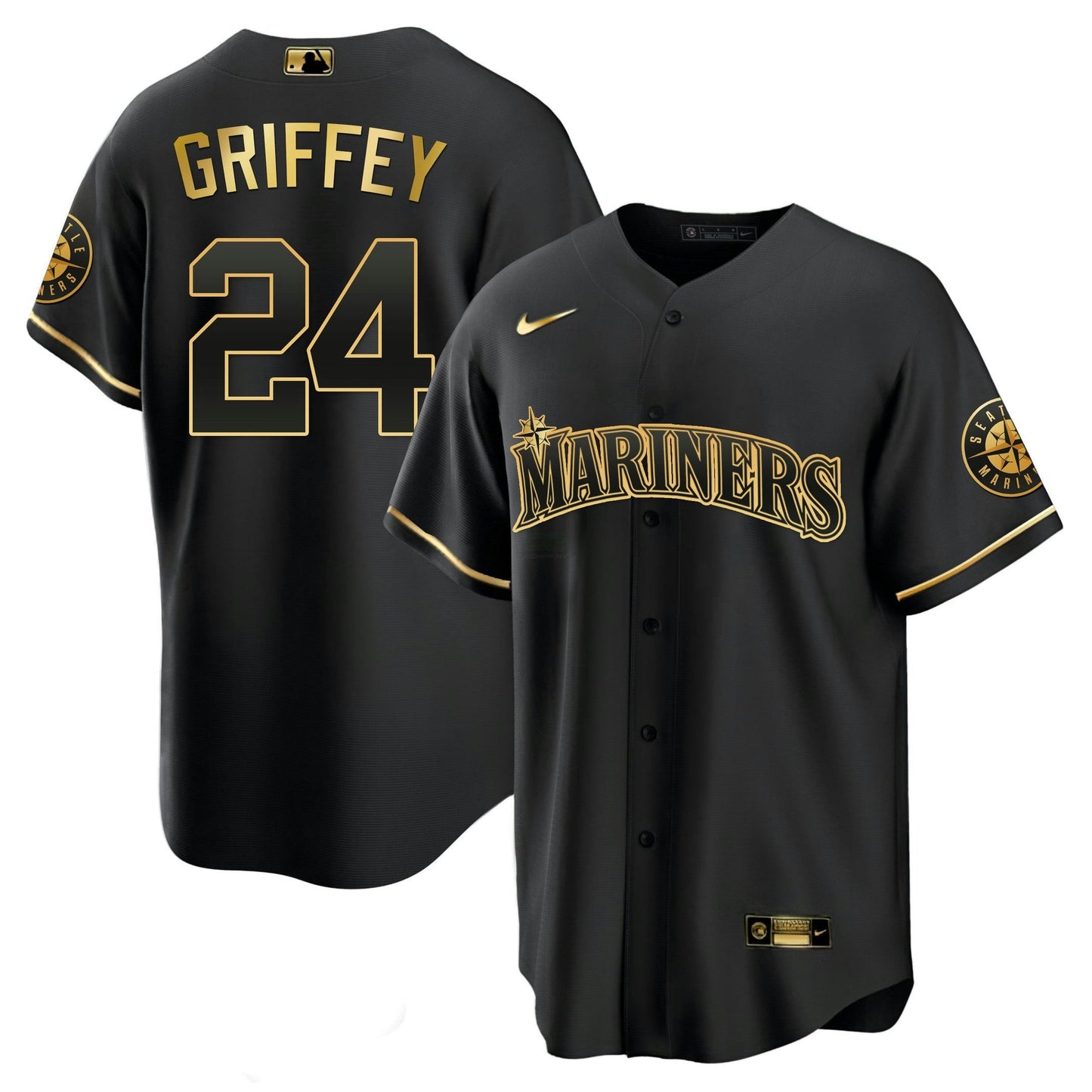 Camisa MLB Seattle Mariners Branca Dourada & Preta Dourada Jersey