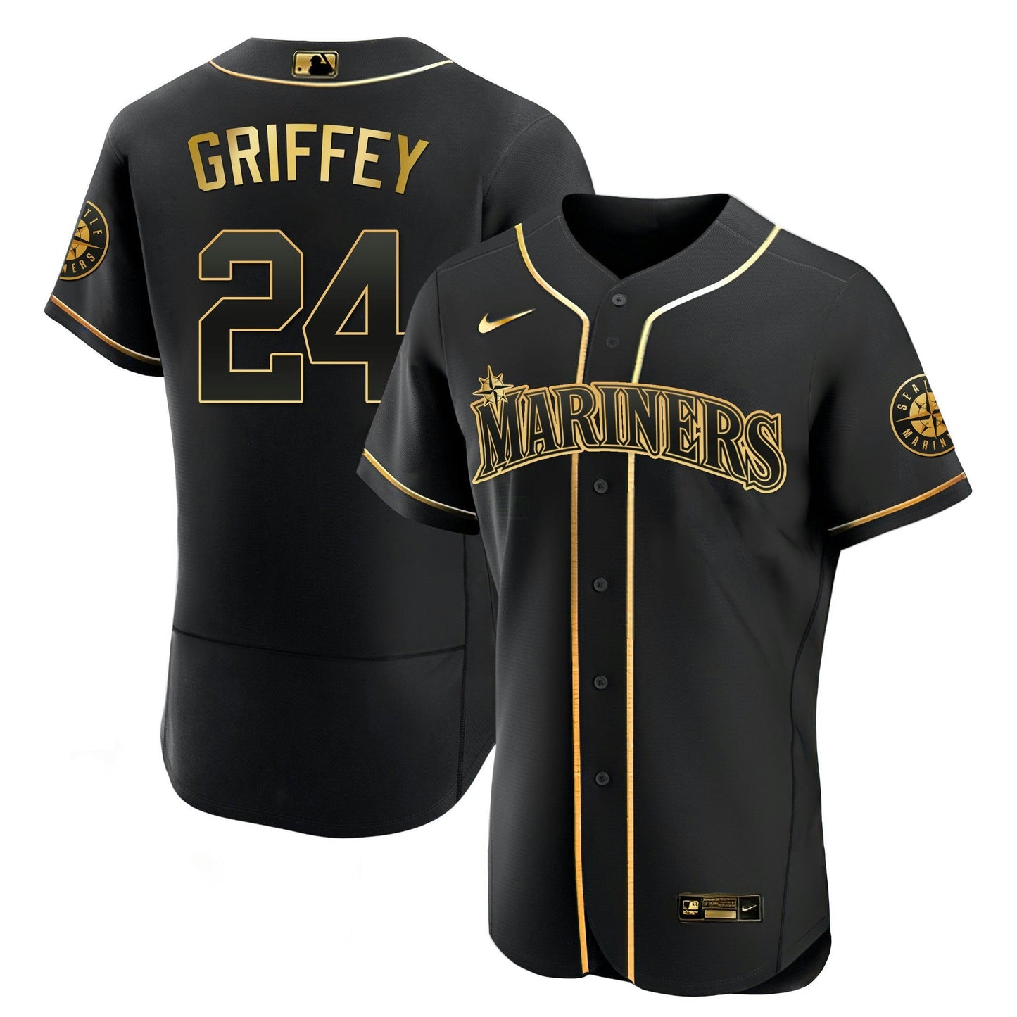 Camisa MLB Seattle Mariners Branca Dourada & Preta Dourada Jersey