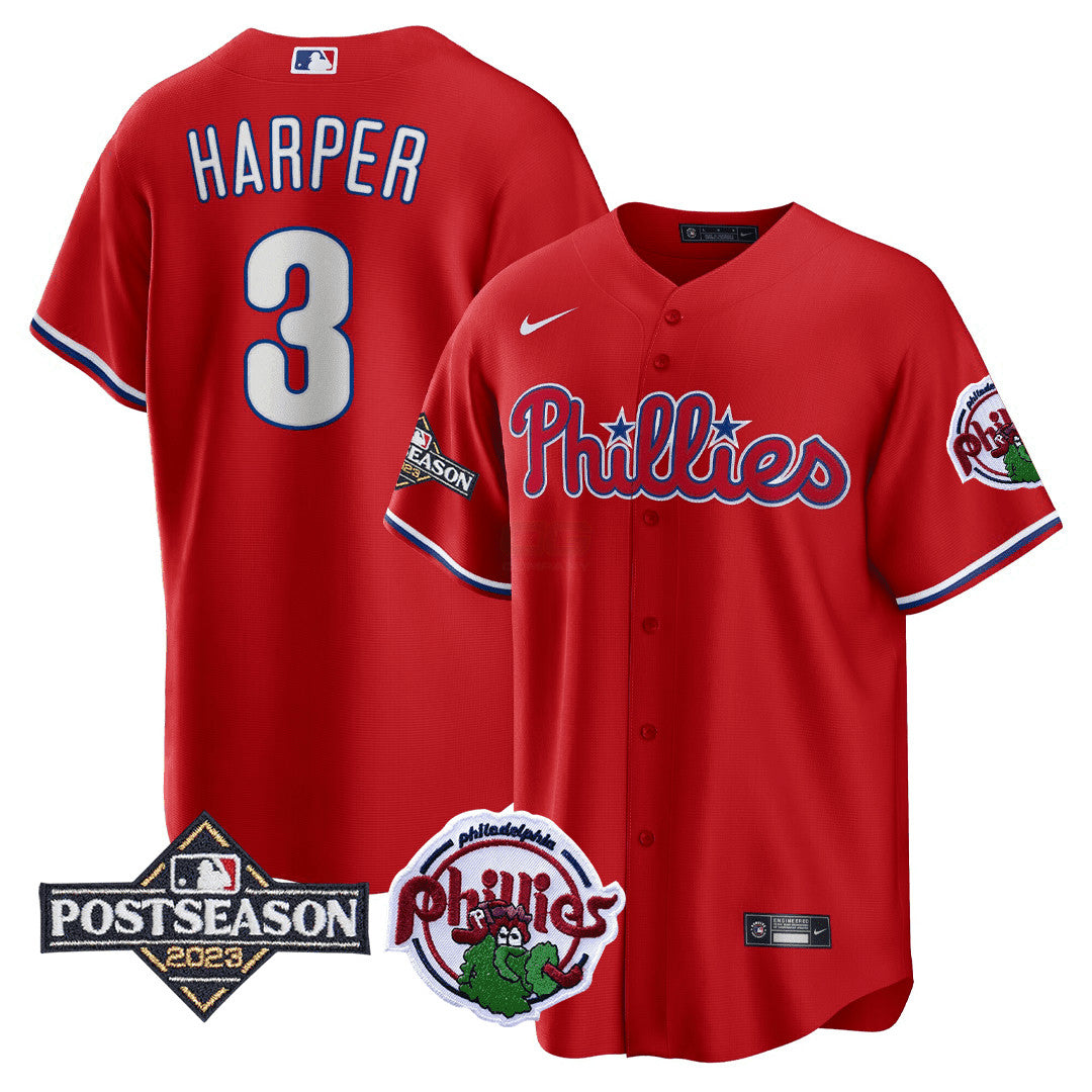Camisa MLB Bryce Harper Philadelphia 2023 Postseason Patch Jersey