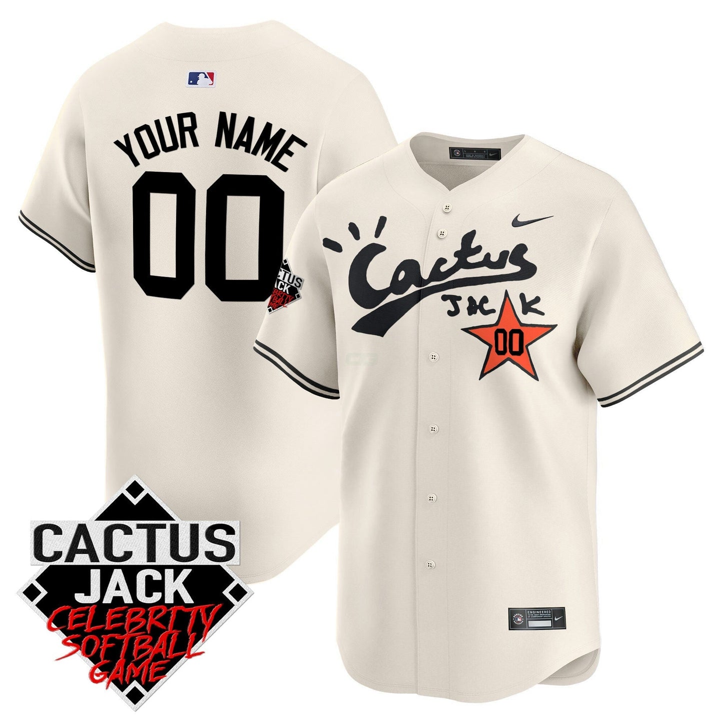 Camisa MLB Cactus Jack Celebrity Softball Game Patch Vapor Premier Limited Jersey V2 – Stitched