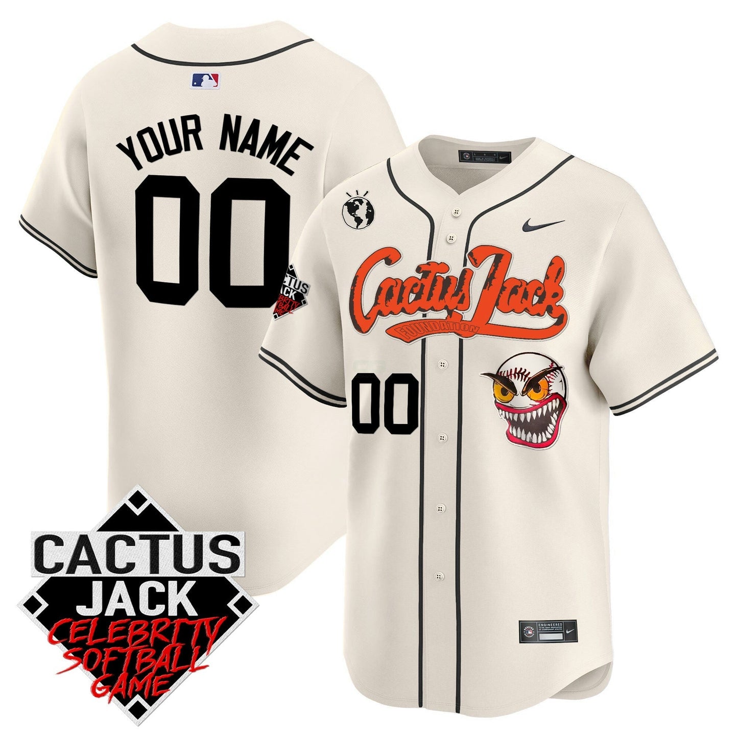 Camisa MLB Cactus Jack Celebrity Softball Game Patch Vapor Premier Limited Jersey – Stitched