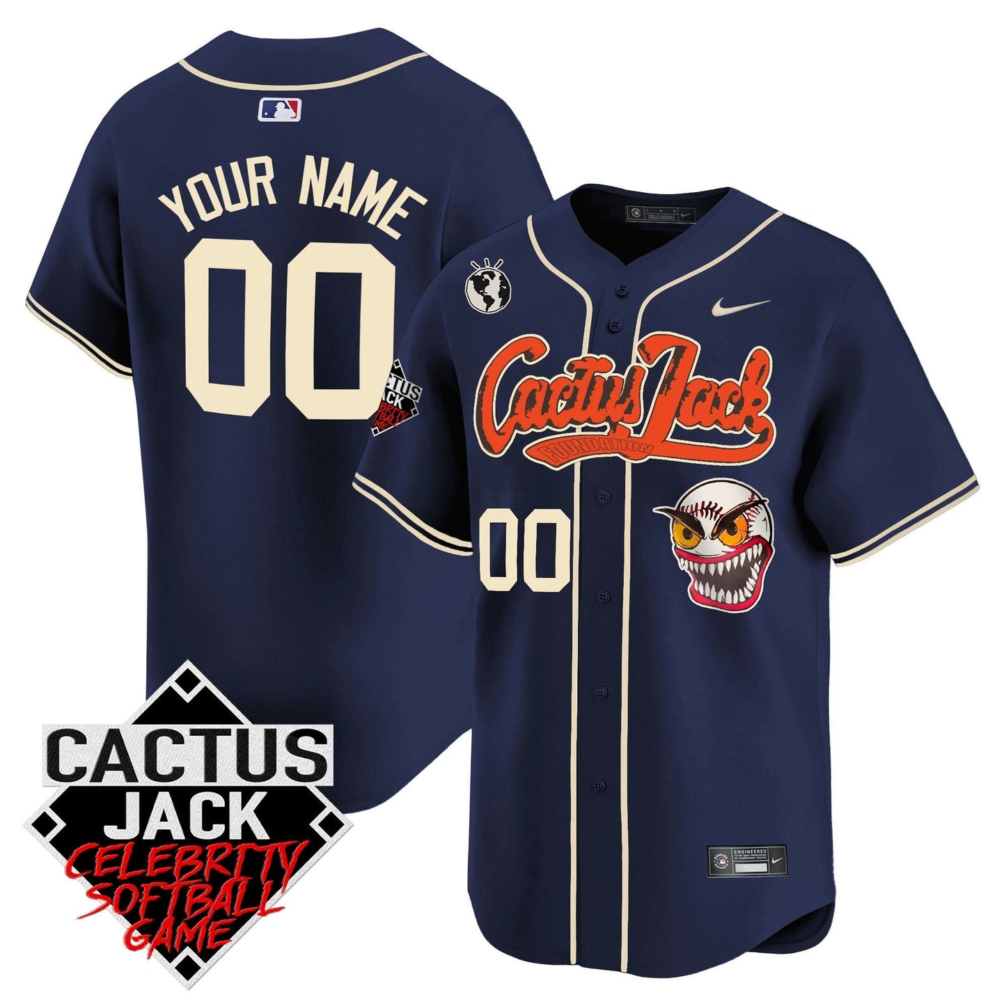 Camisa MLB Cactus Jack Celebrity Softball Game Patch Vapor Premier Limited Jersey – Stitched