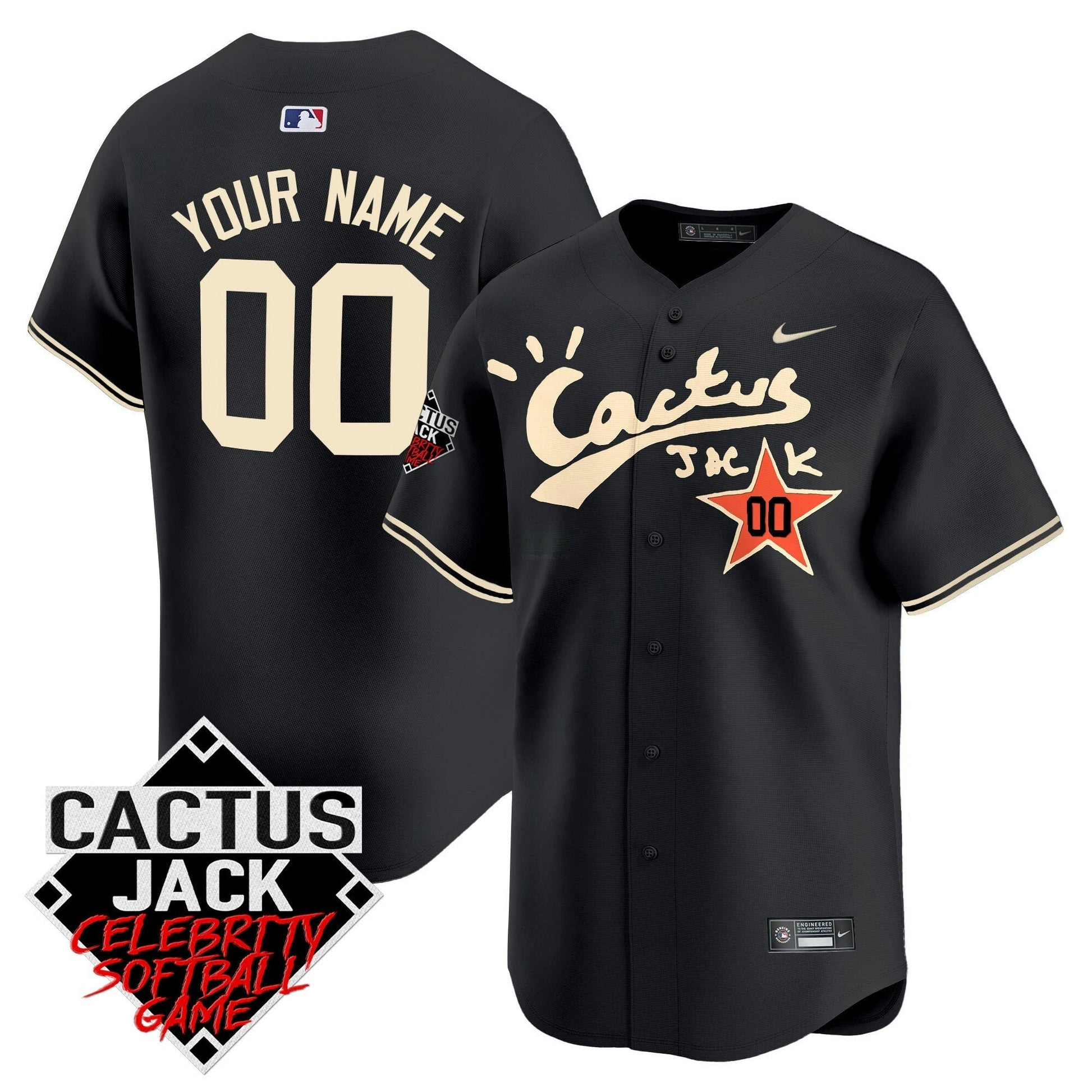 Camisa MLB Cactus Jack Celebrity Softball Game Patch Vapor Premier Limited Jersey V2 – Stitched