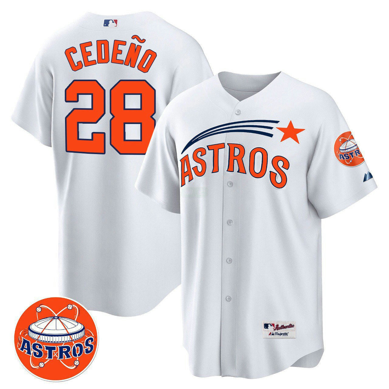Camisa MLB César Cedeño Houston White Jersey - Cool Base