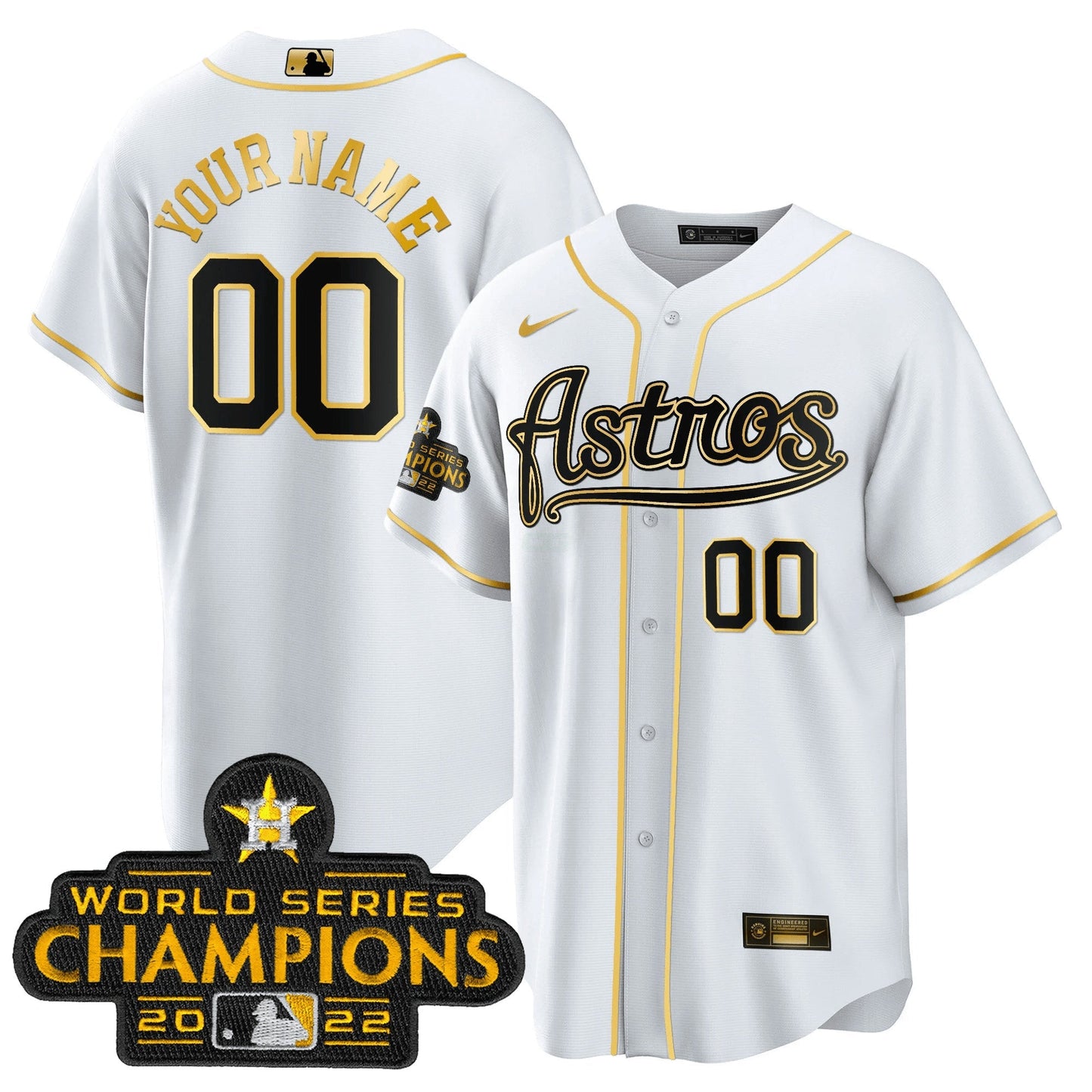 Camisa MLB Champions & Throwback Patch Dourada Jersey V2