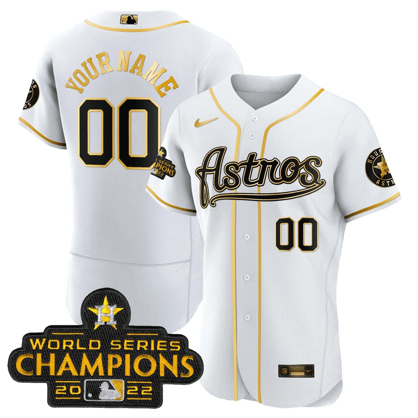 Camisa MLB Champions & Throwback Patch Dourada Jersey V2