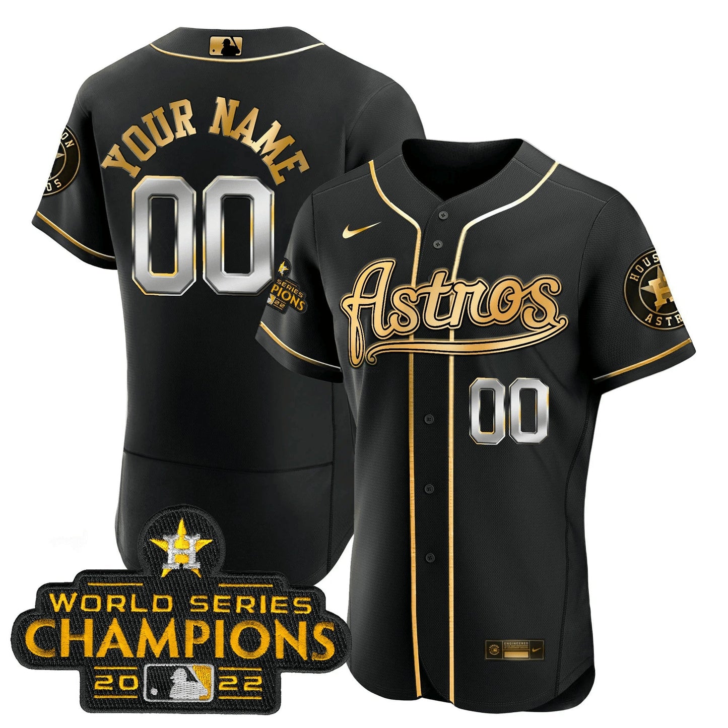 Camisa MLB Champions & Throwback Patch Dourada Jersey V2