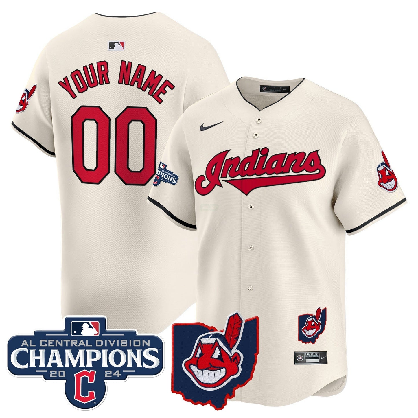 Camisa MLB Cleveland Indians 2024 AL Central Division Champions Vapor Premier Limited Jersey