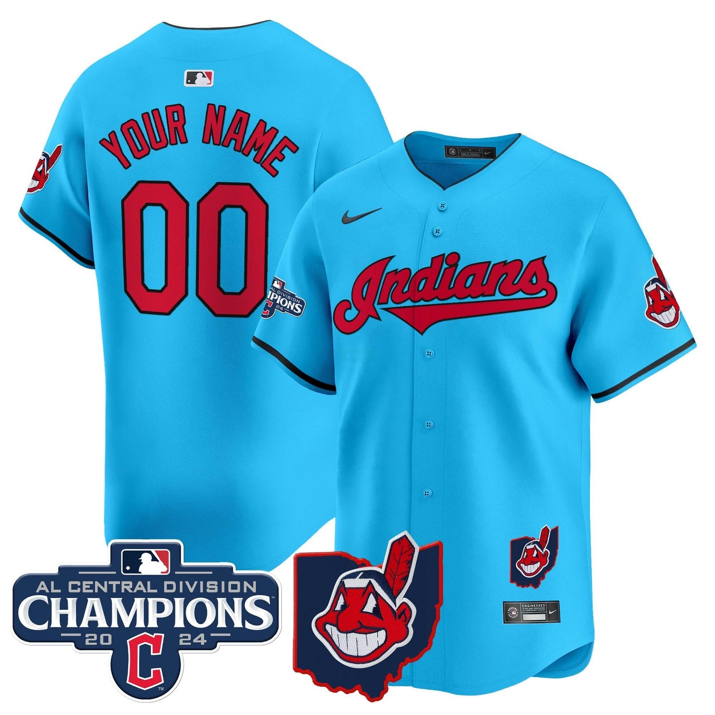 Camisa MLB Cleveland Indians 2024 AL Central Division Champions Vapor Premier Limited Jersey