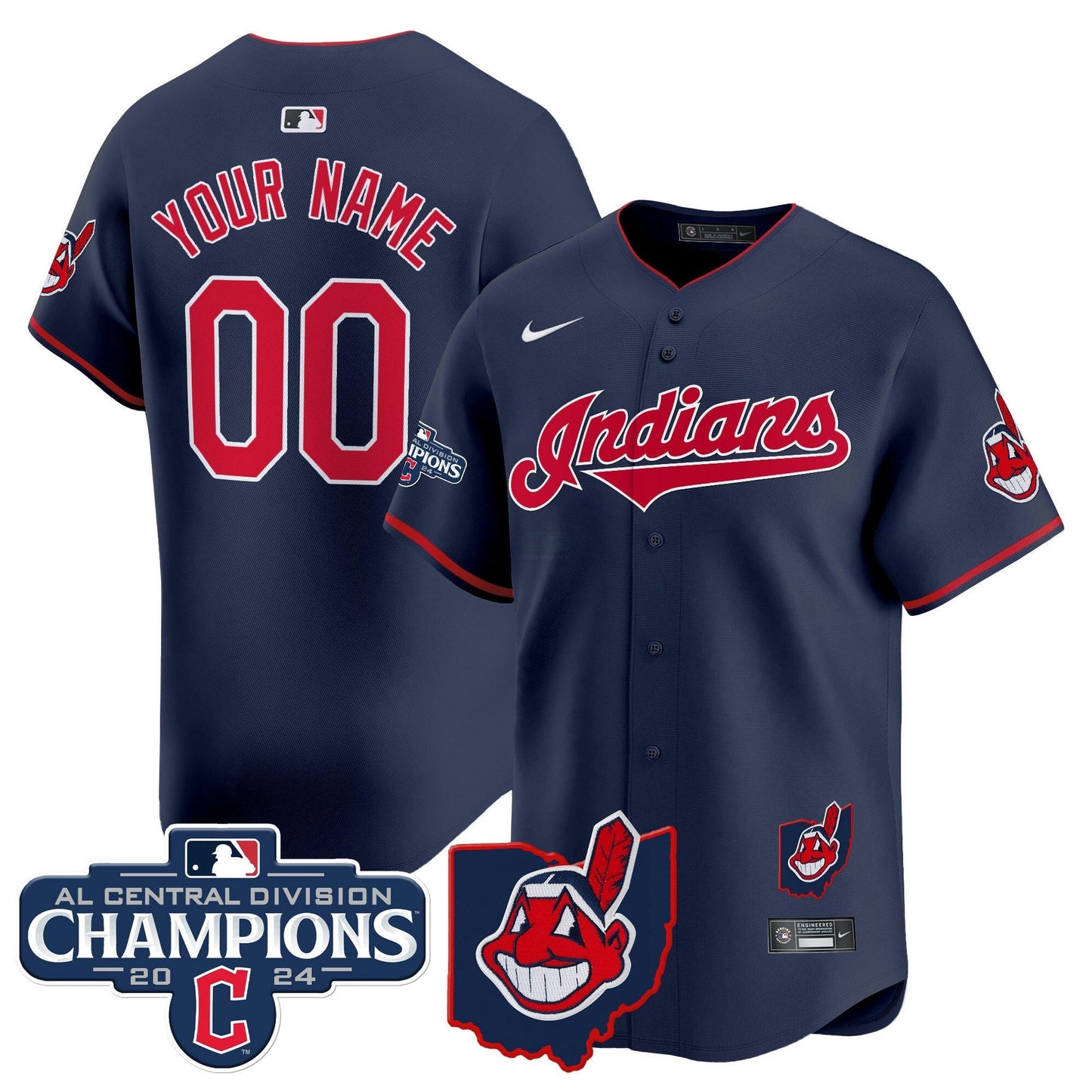 Camisa MLB Cleveland Indians 2024 AL Central Division Champions Vapor Premier Limited Jersey