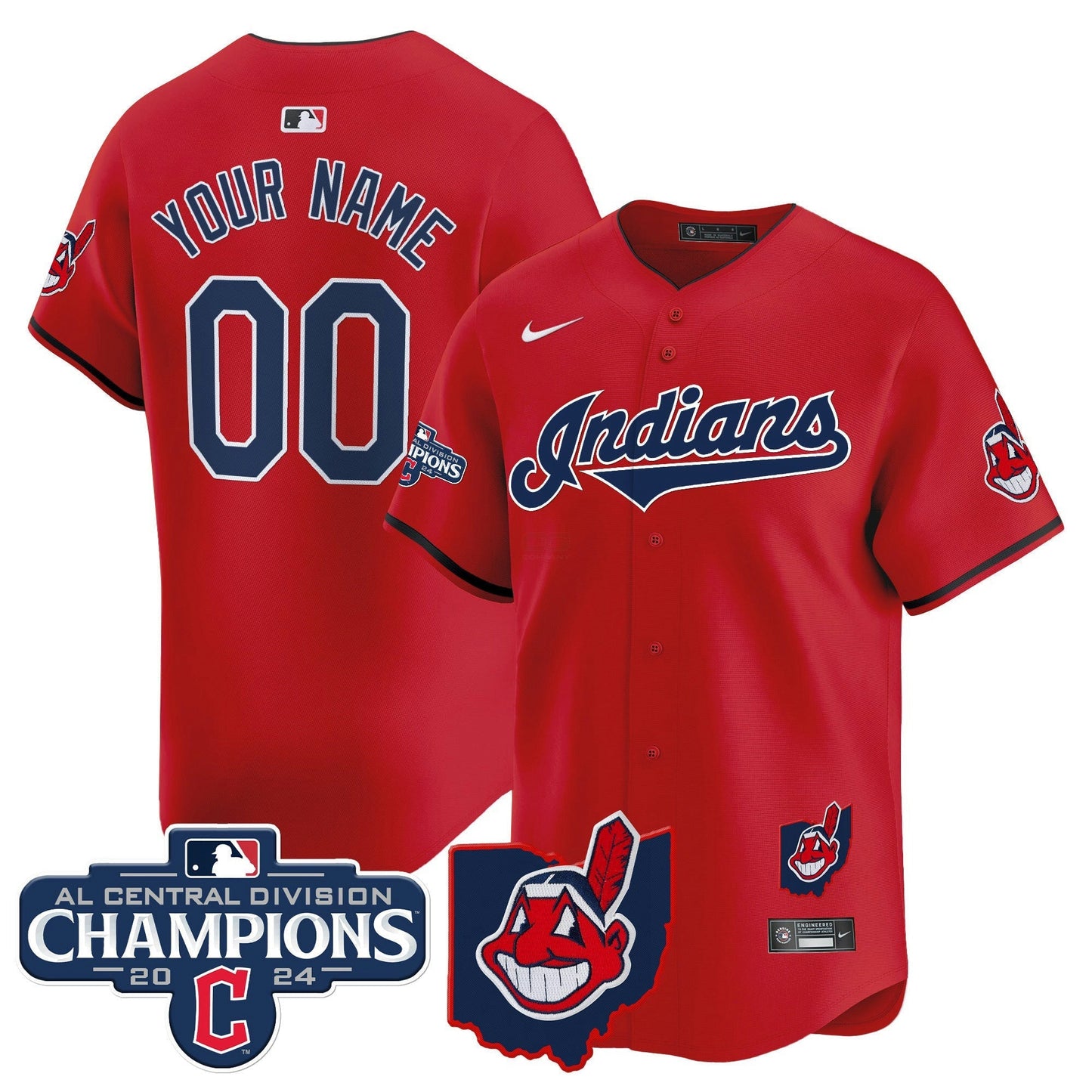 Camisa MLB Cleveland Indians 2024 AL Central Division Champions Vapor Premier Limited Jersey