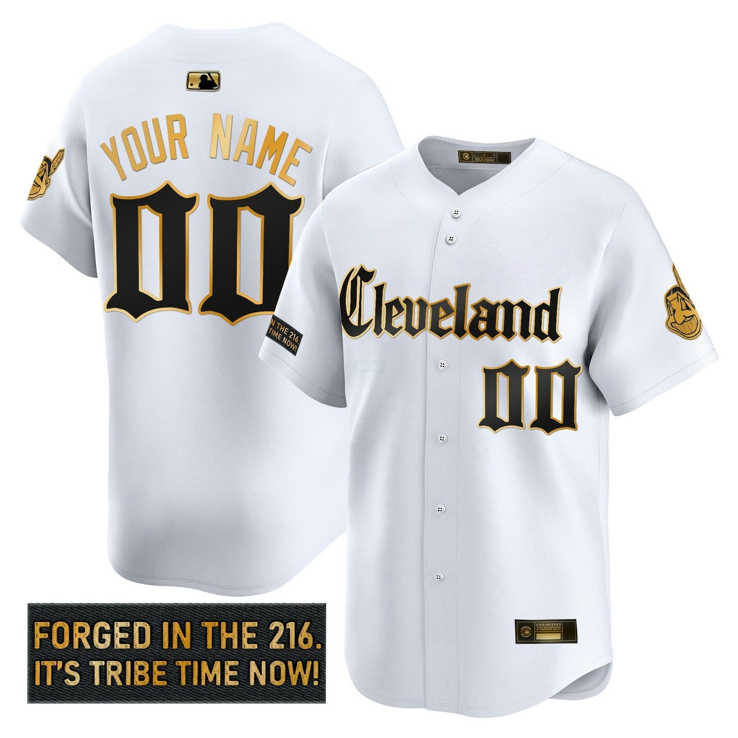 Camisa MLB Cleveland Indians ‘Gothic Iron Edition’ Dourada Vapor Premier Limited Jersey