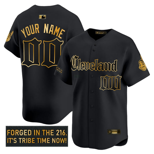 Camisa MLB Cleveland Indians ‘Gothic Iron Edition’ Dourada Vapor Premier Limited Jersey