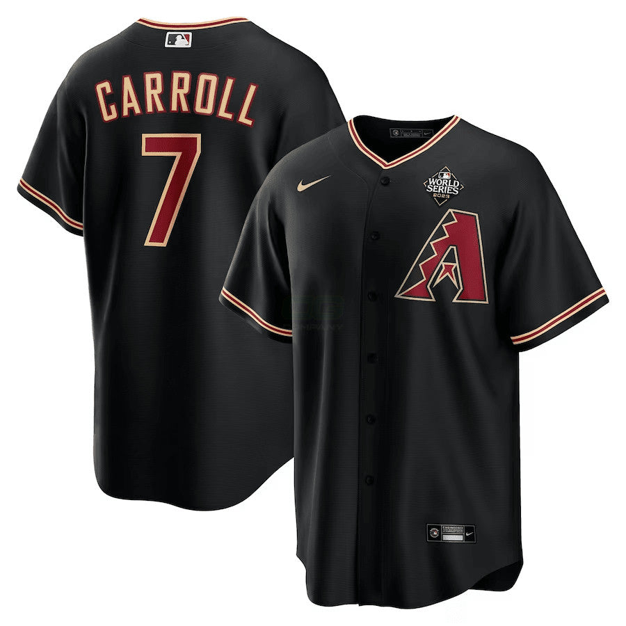 Camisa MLB Corbin Carroll Arizona 2023 World Series Patch Cool Base Jersey – Preta - Corbin Carroll