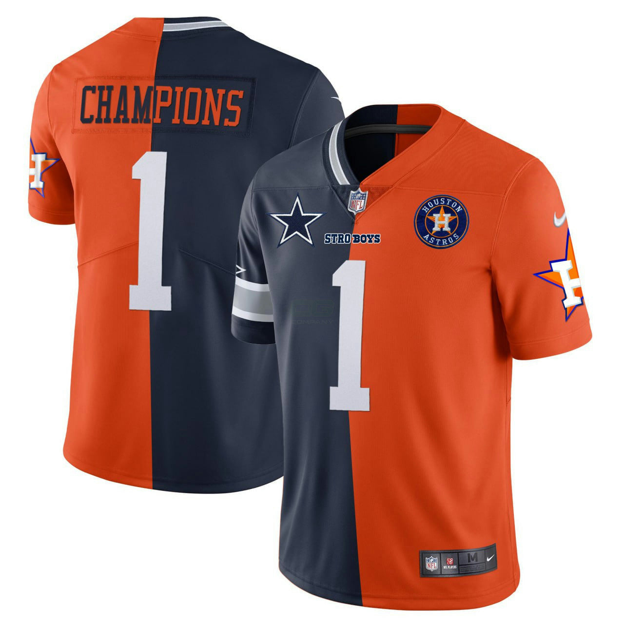 Camisa MLB Dallas Cowboys Houston Split Jersey - Azul Marinho Laranja