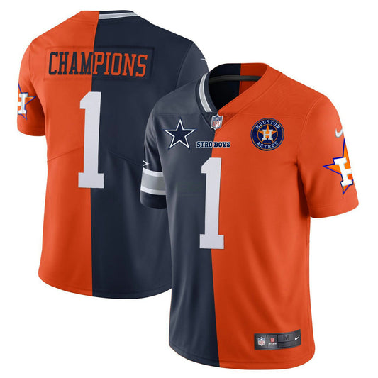 Camisa MLB Dallas Cowboys Houston Split Jersey - Azul Marinho Laranja