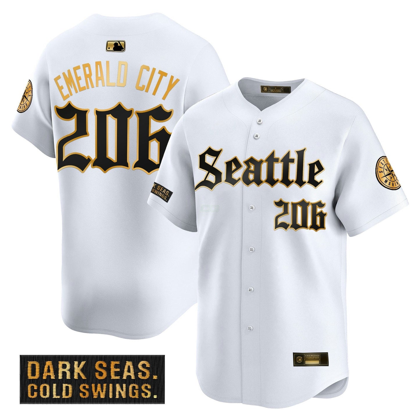 Camisa MLB Seattle Mariners Deep Sea Gothic Edition’ Dourada Limited Jersey