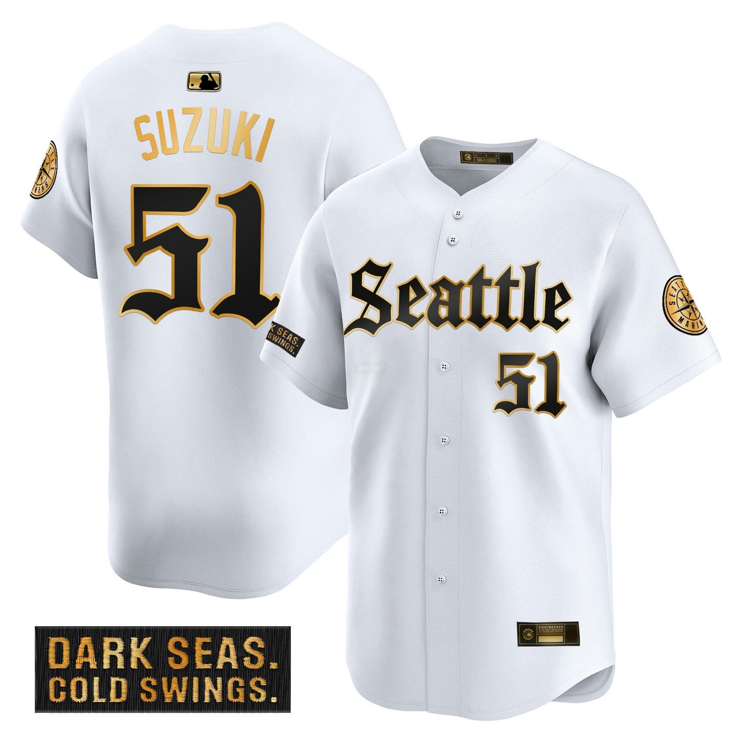 Camisa MLB Seattle Mariners Deep Sea Gothic Edition’ Dourada Limited Jersey