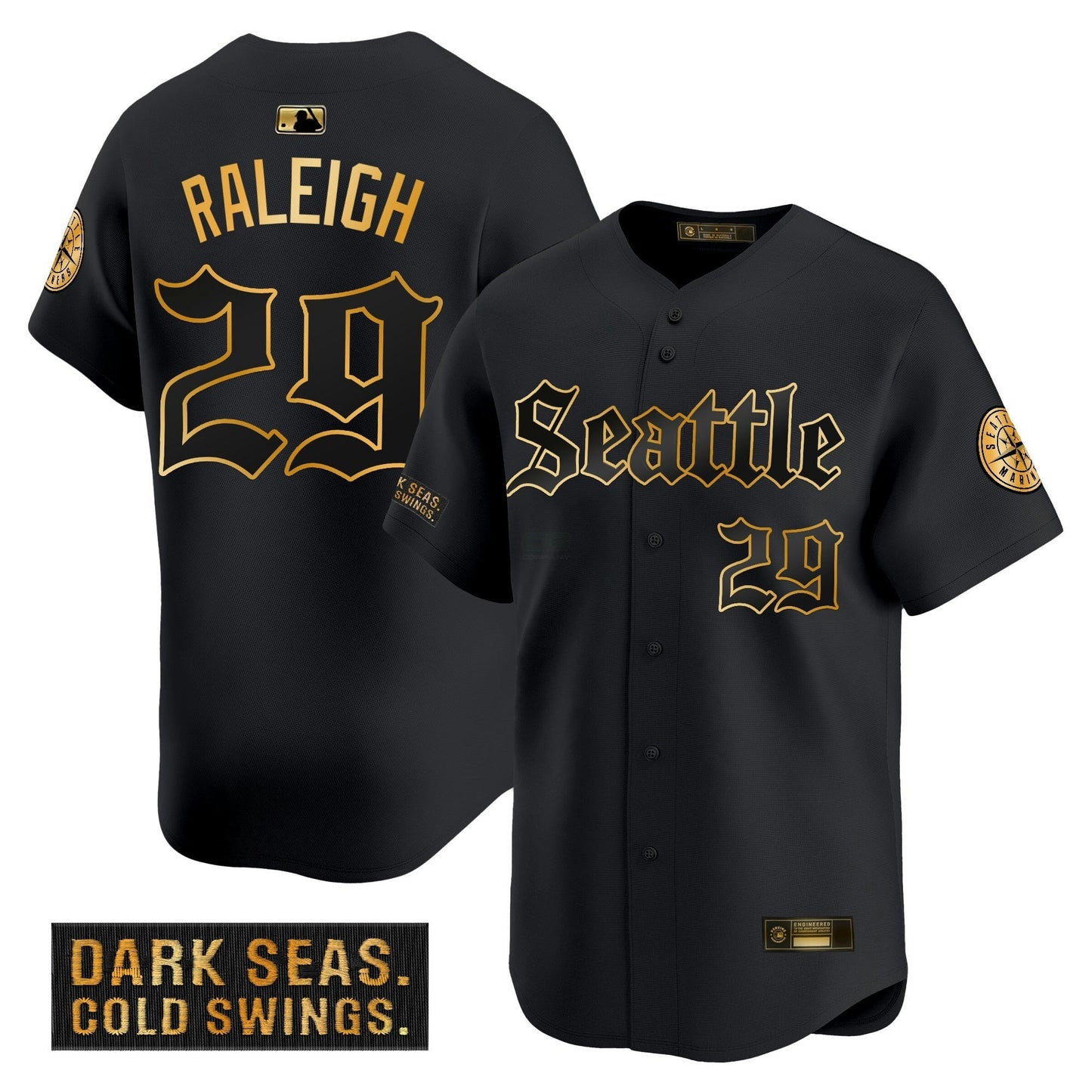 Camisa MLB Seattle Mariners Deep Sea Gothic Edition’ Dourada Limited Jersey