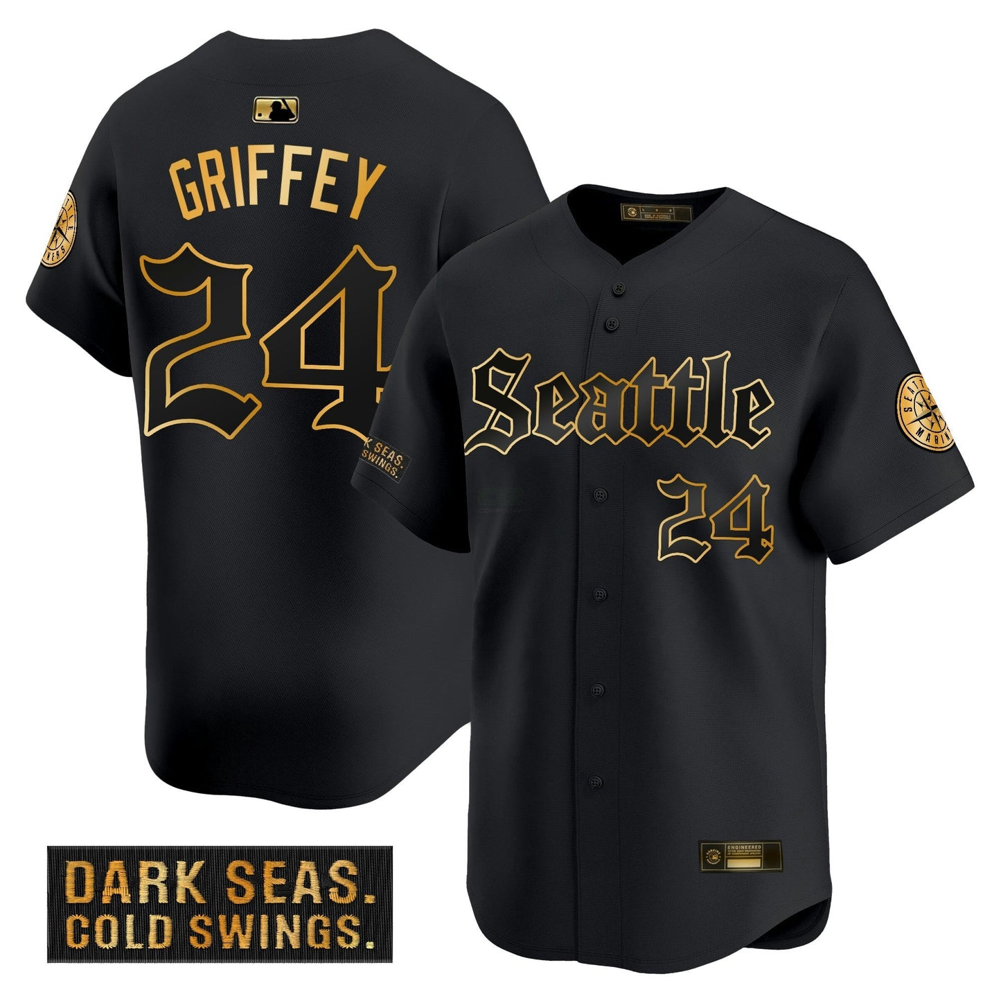 Camisa MLB Seattle Mariners Deep Sea Gothic Edition’ Dourada Limited Jersey