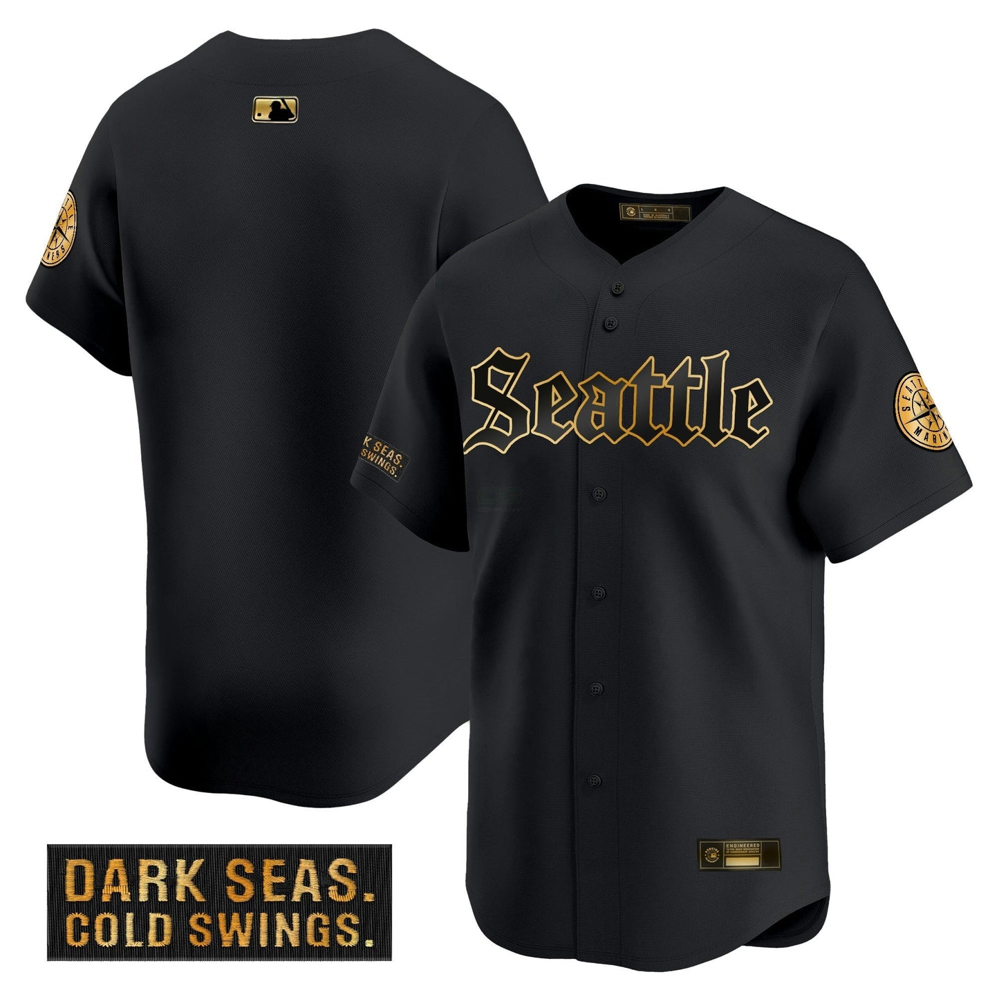 Camisa MLB Seattle Mariners Deep Sea Gothic Edition’ Dourada Limited Jersey