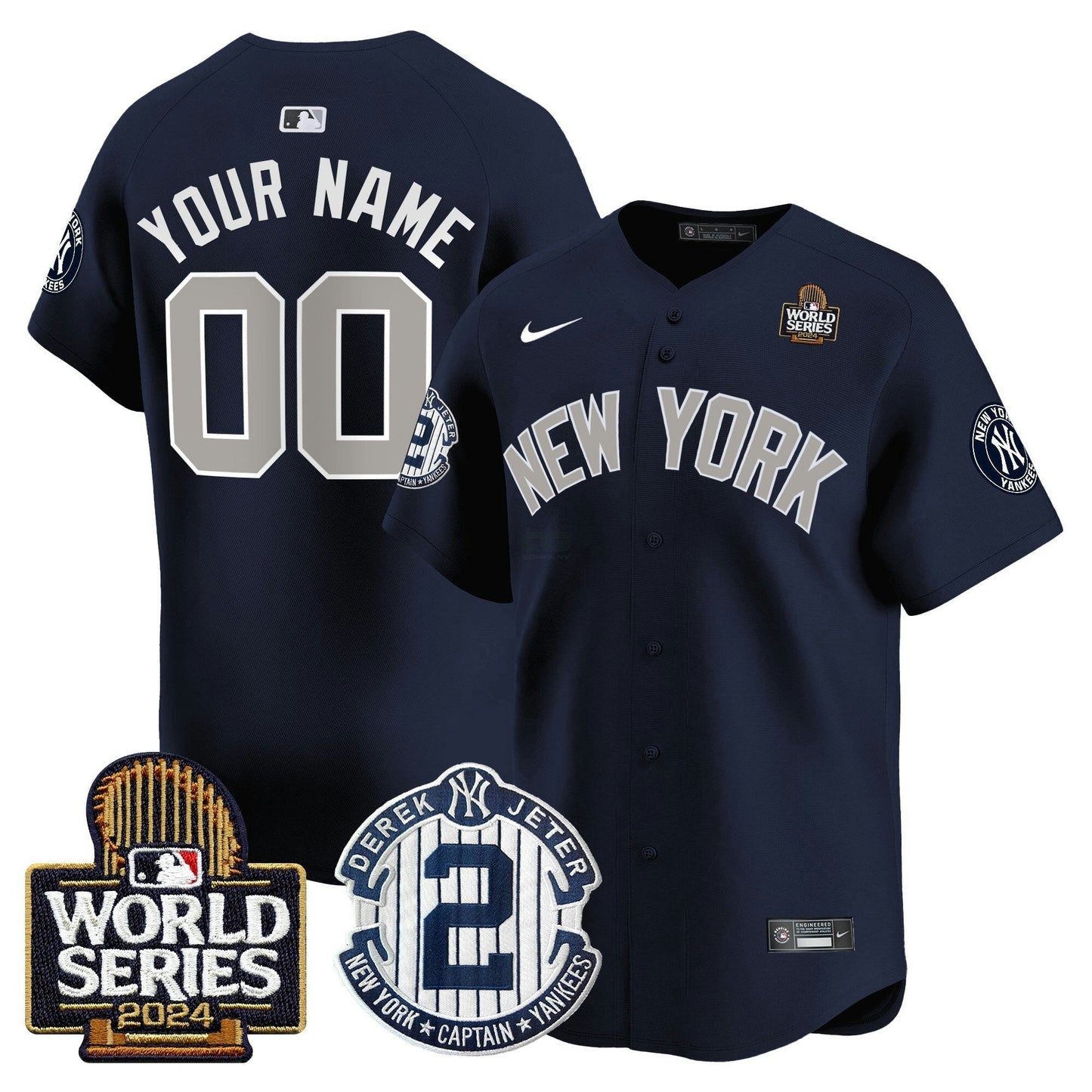 Camisa MLB Derek Jeter Patch 2024 World Series Vapor Premier Limited Jersey