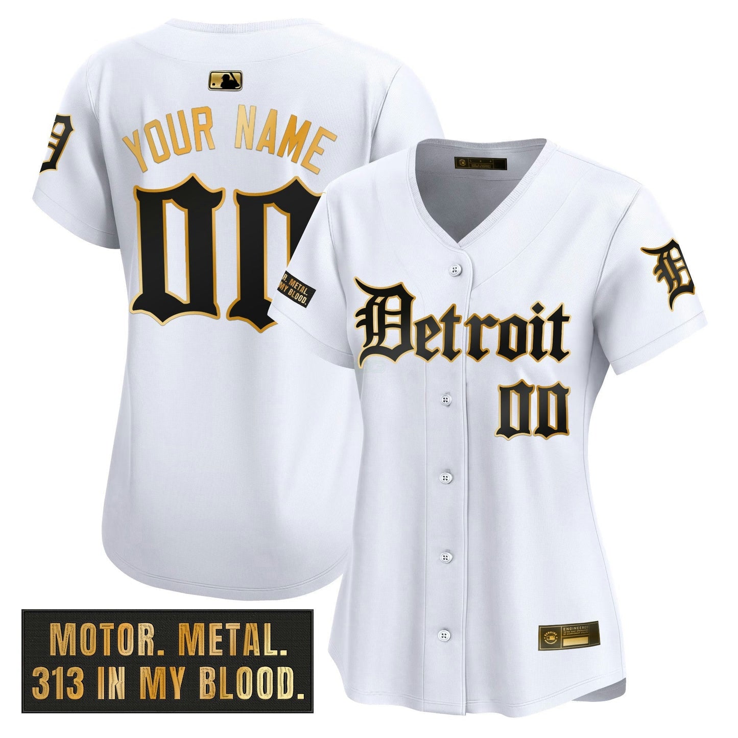 Camisa MLB Detroit ‘Motor Gothic Edition’ Dourada Vapor Premier Limited Jersey