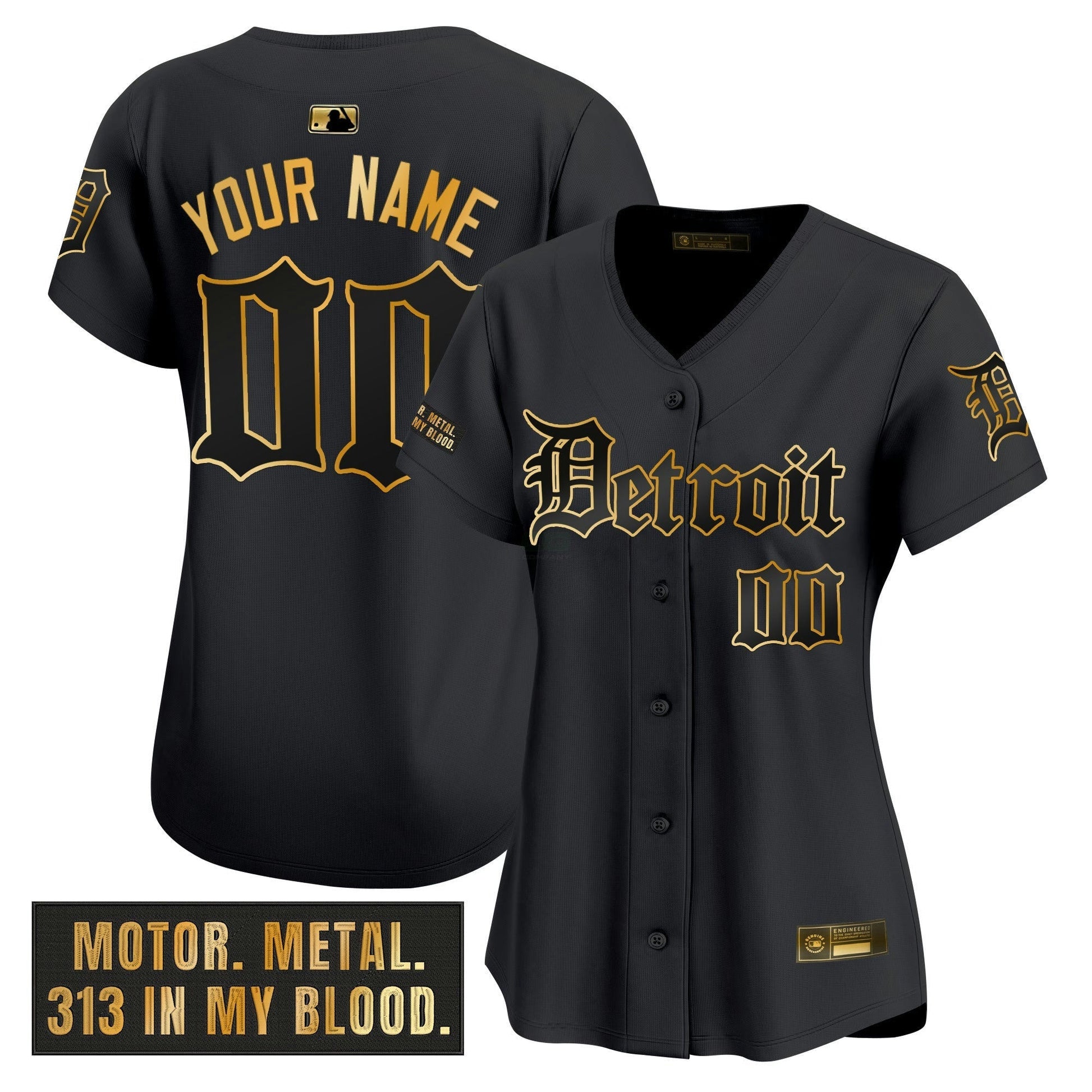 Camisa MLB Detroit ‘Motor Gothic Edition’ Dourada Vapor Premier Limited Jersey