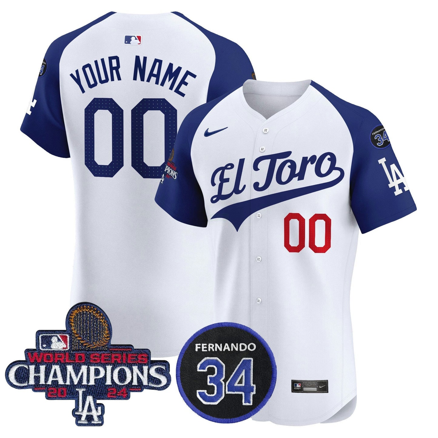 Camisa MLB El Toro 2024 World Series Champions Patch Vapor Premier Elite Jersey