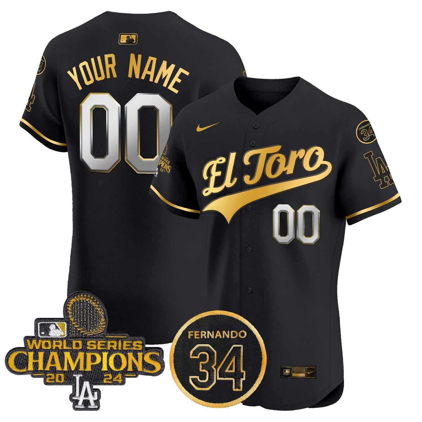 Camisa MLB El Toro 2024 World Series Champions Patch Vapor Premier Elite Jersey